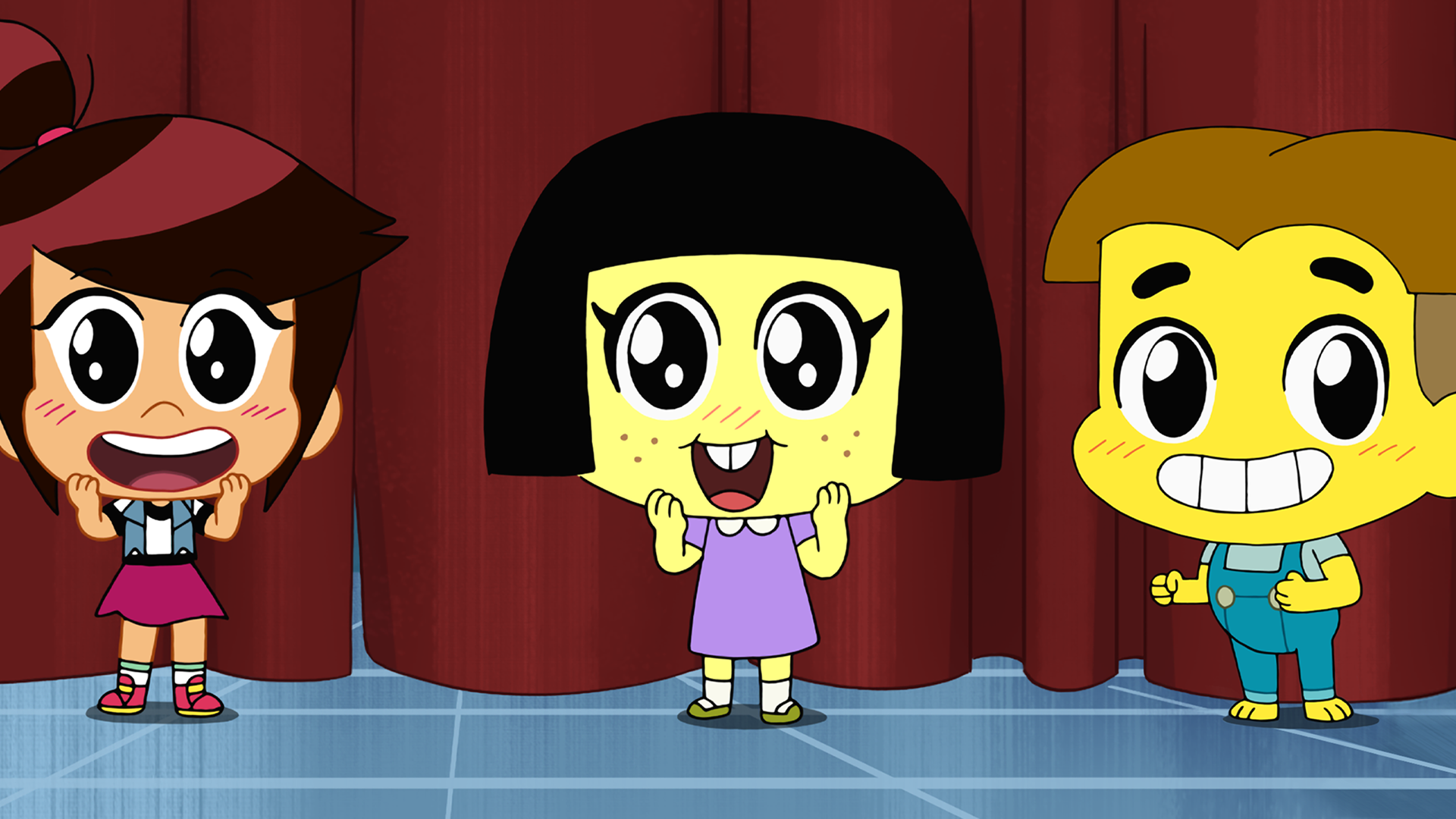 This scene features chibi versions of characters from The Ghost and Molly McGee and Big City Greens.