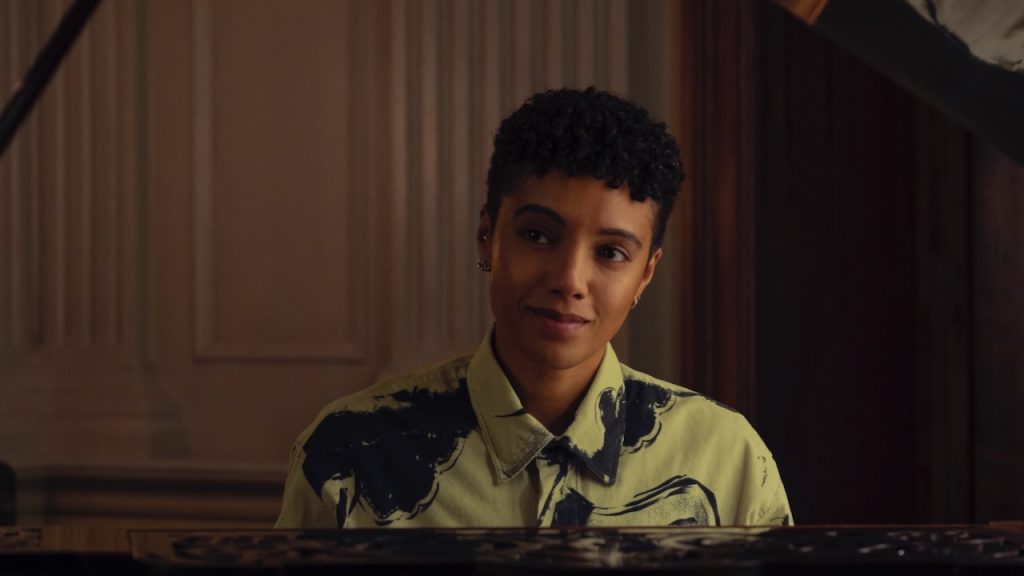 A still image of Maisie Richardson-Sellers as Wolfie in the Hulu Original series, Nine Perfect Strangers.