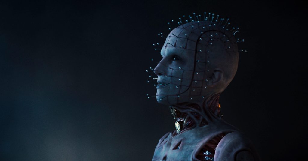 A promotional image for the Hulu Original horror movie Hellraiser.