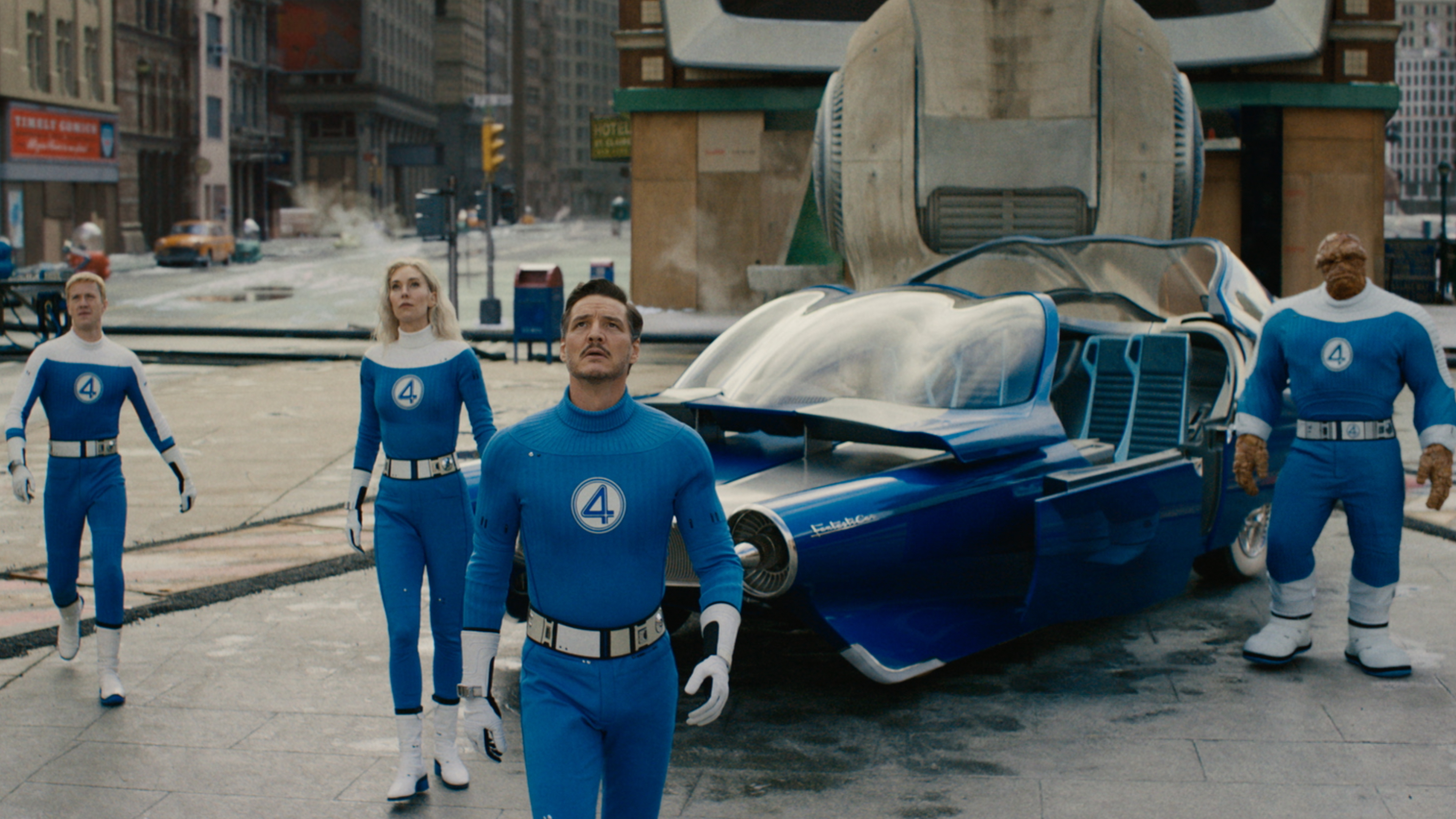 The Fantastic Four's robot holding a turkey for Thanksgiving.