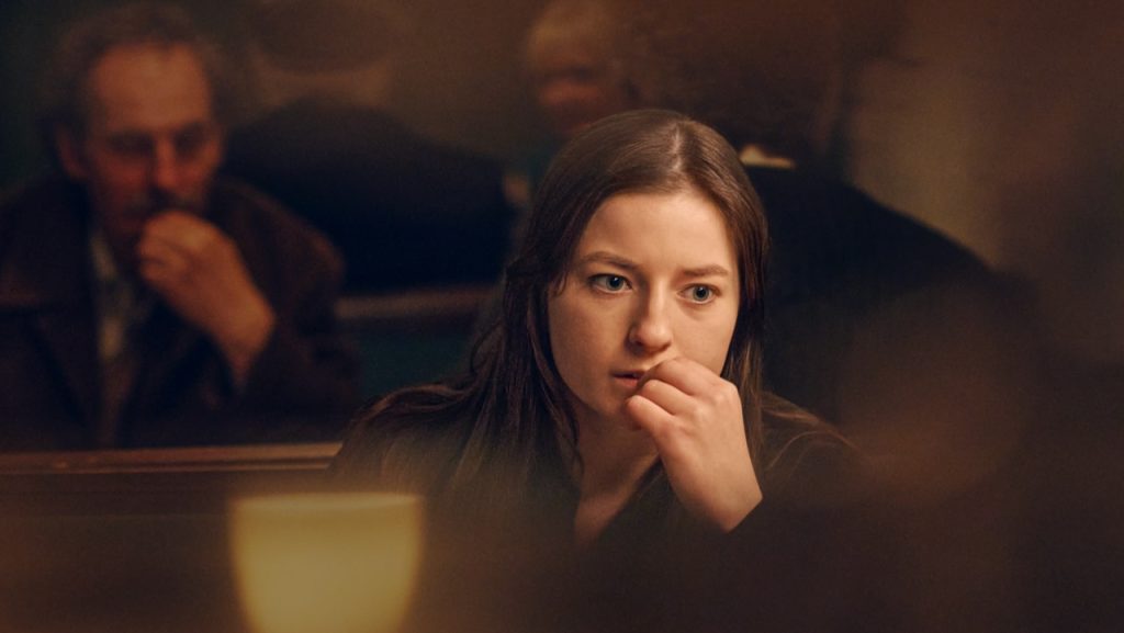 A still image of Hazel Doupe as Marian Price in the series, Say Nothing.