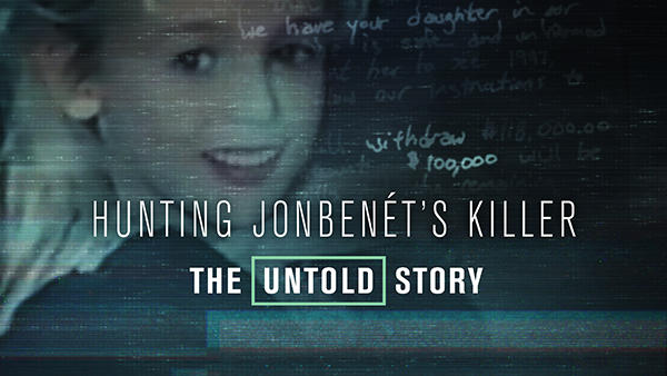 Title art for Hunting JonBenét’s Killer featuring a photo of JonBenét Ramsey.