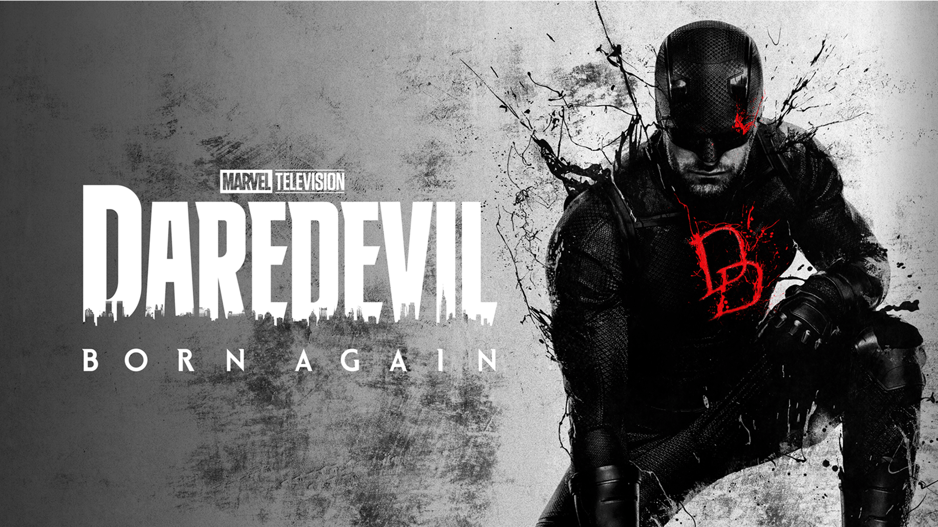 Marvel Television | Daredevil: Born Again | Key art promoting the show featuring Daredevil in his black costume.