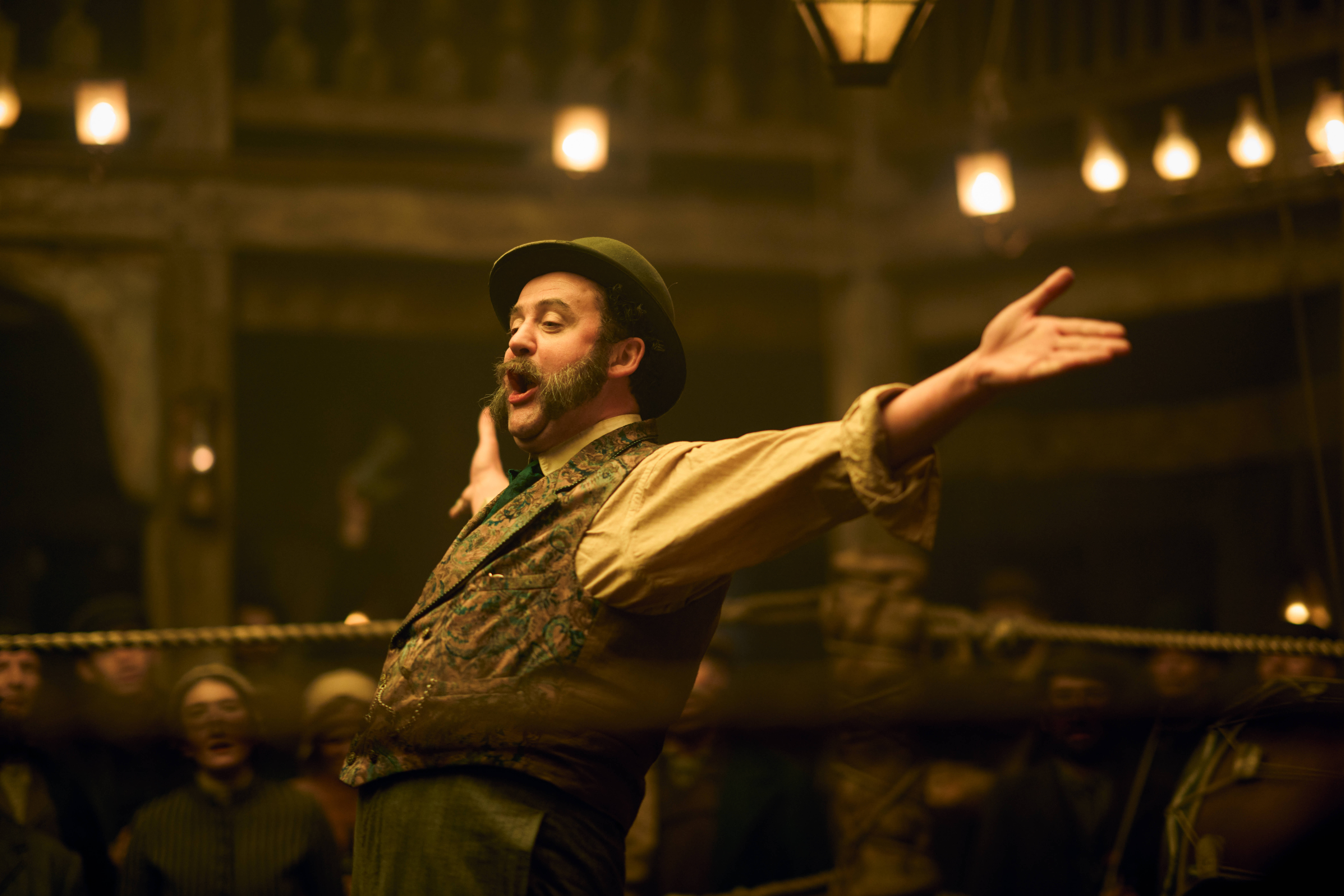 The image shows actor Daniel Mays in a scene from the historical drama series A Thousand Blows. He plays the character William "Punch" Lewis. 
