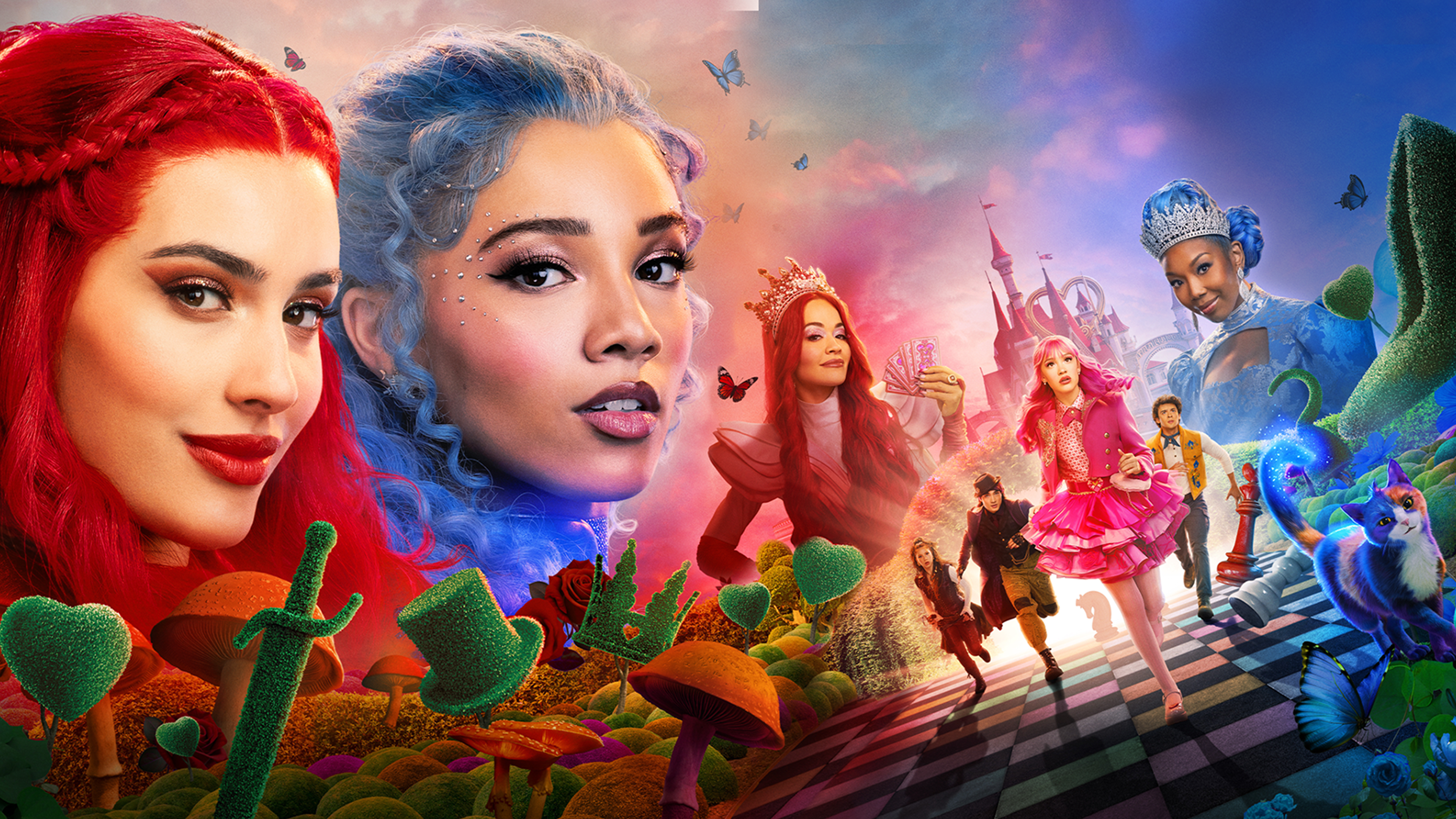 Key art for Descendants: Wicked Wonderland featuring Red (Kylie Cantrall) and Chloe (Malia Baker).