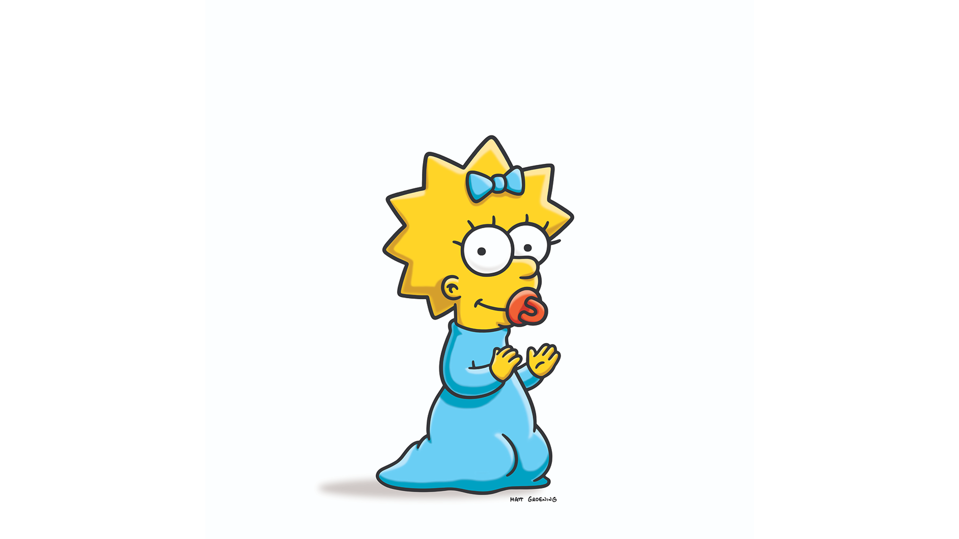 The Image shows Maggie Simpson, the youngest child of Homer and Marge from the animated television series The Simpsons.