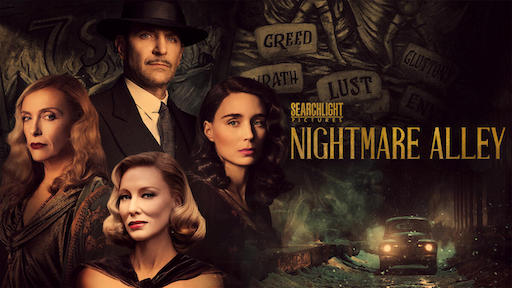 Title art for the psychological thriller movie, Nightmare Alley.