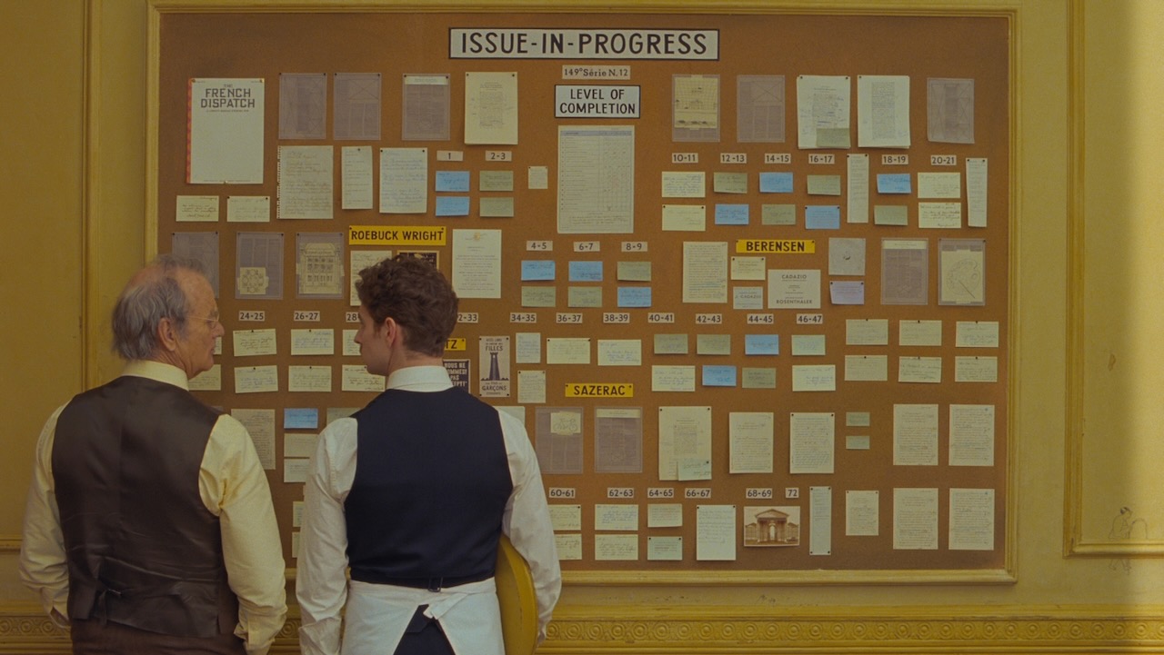 Bill Murray and Pablo Pauly in the Wes Anderson movie The French Dispatch.