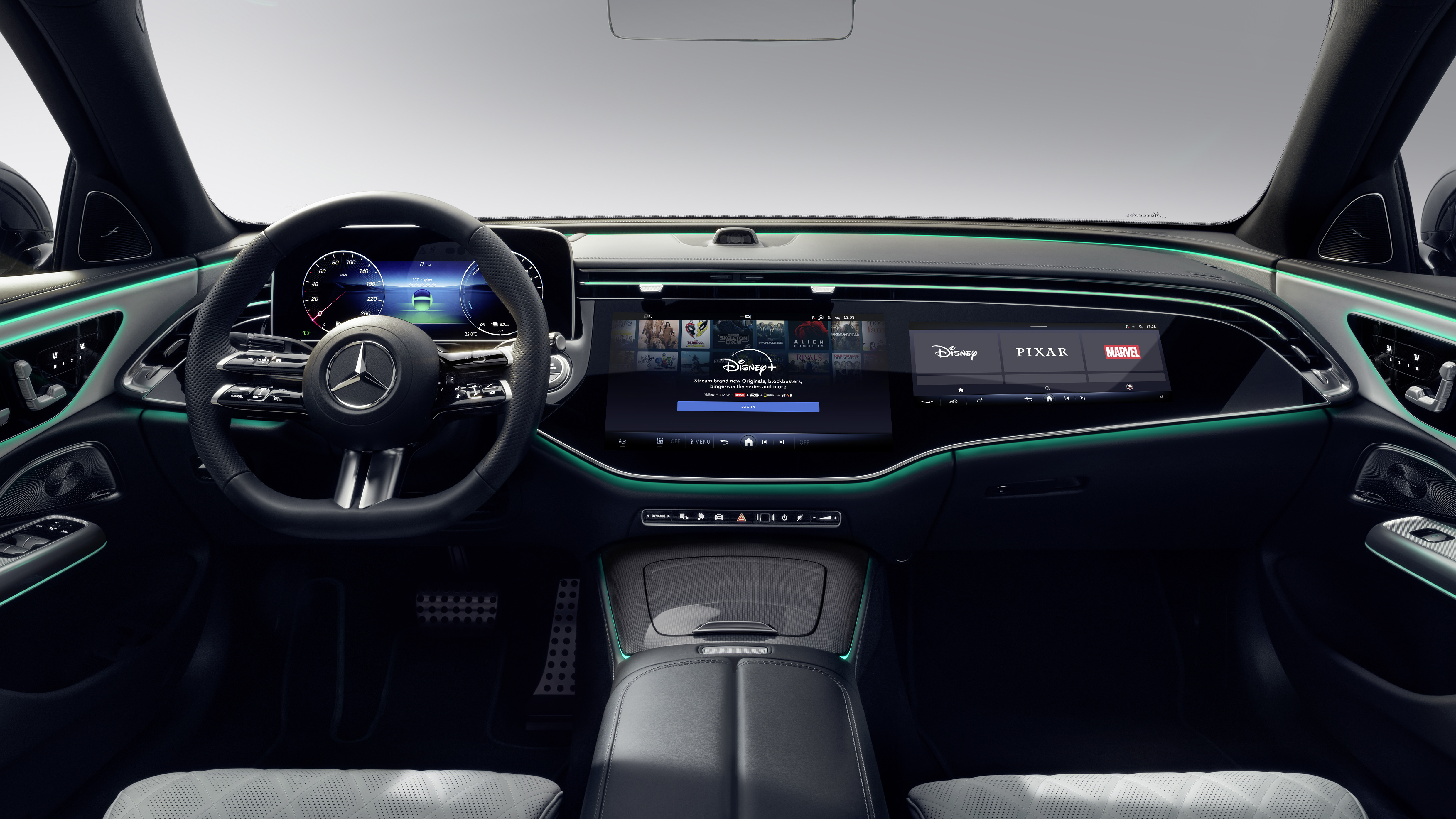 A car dashboard using Disney+