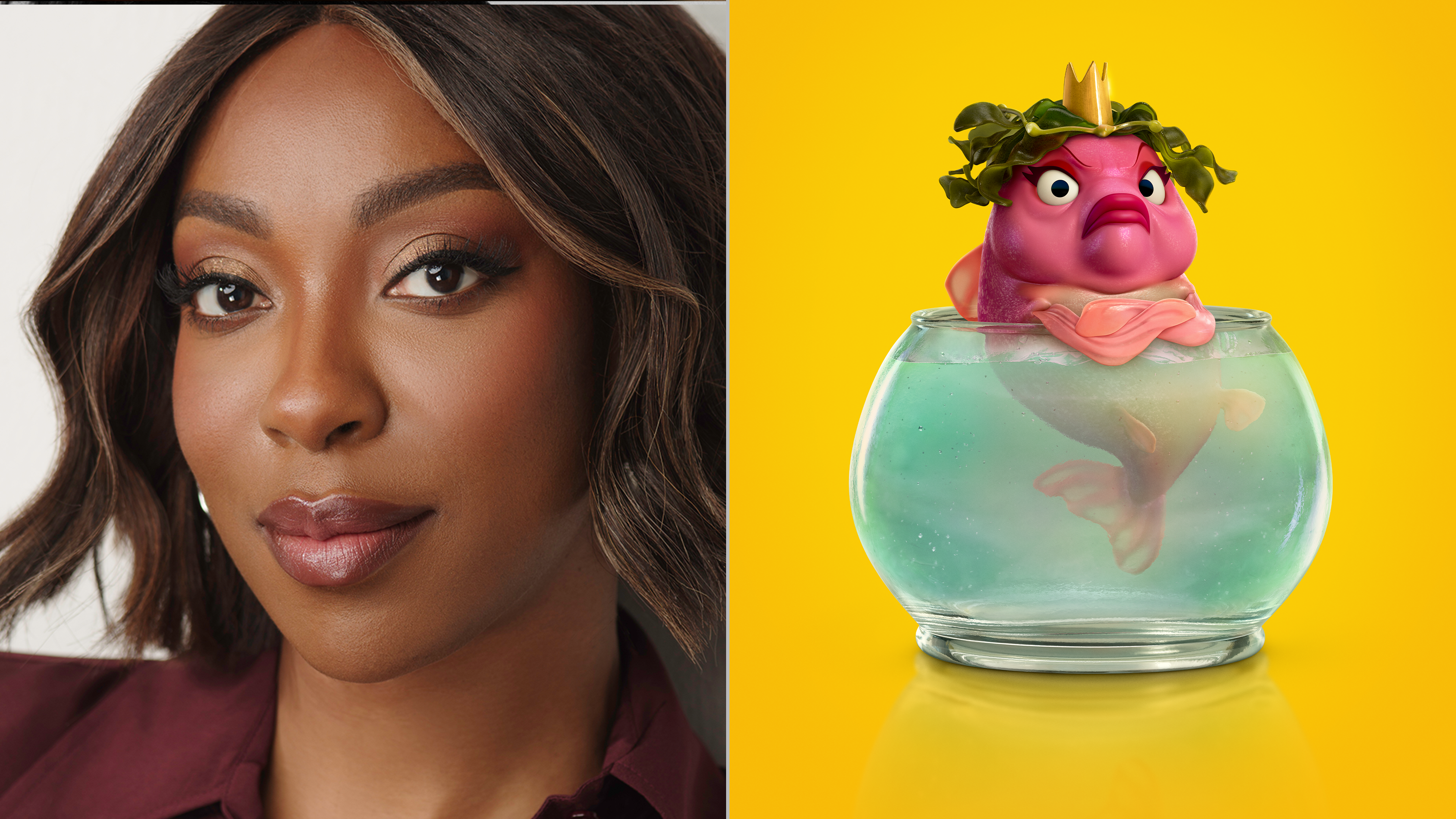 The image features Ego Nwodim, the voice of Fish Queen in Hoppers, Pixar, Disney+