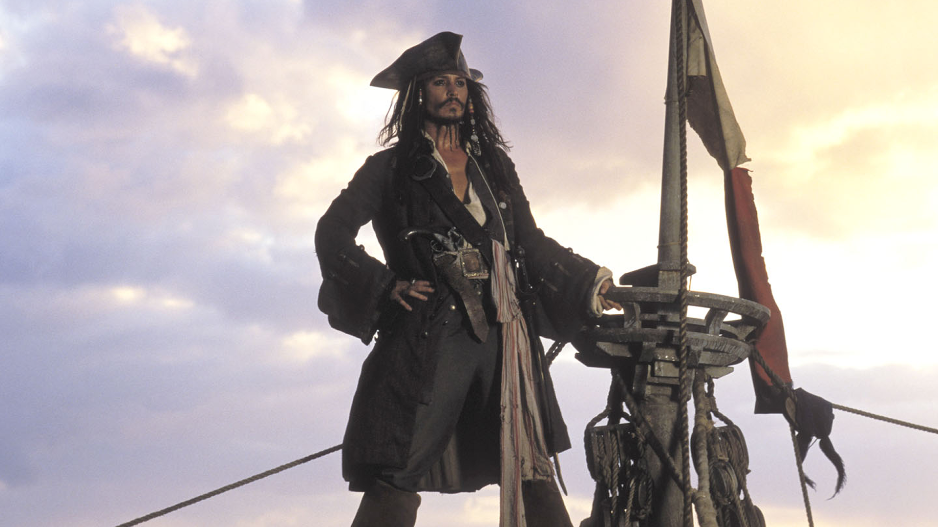 Johnny Depp as Captain Jack Sparrow in Pirates of the Caribbean: The Curse of the Black Pearl