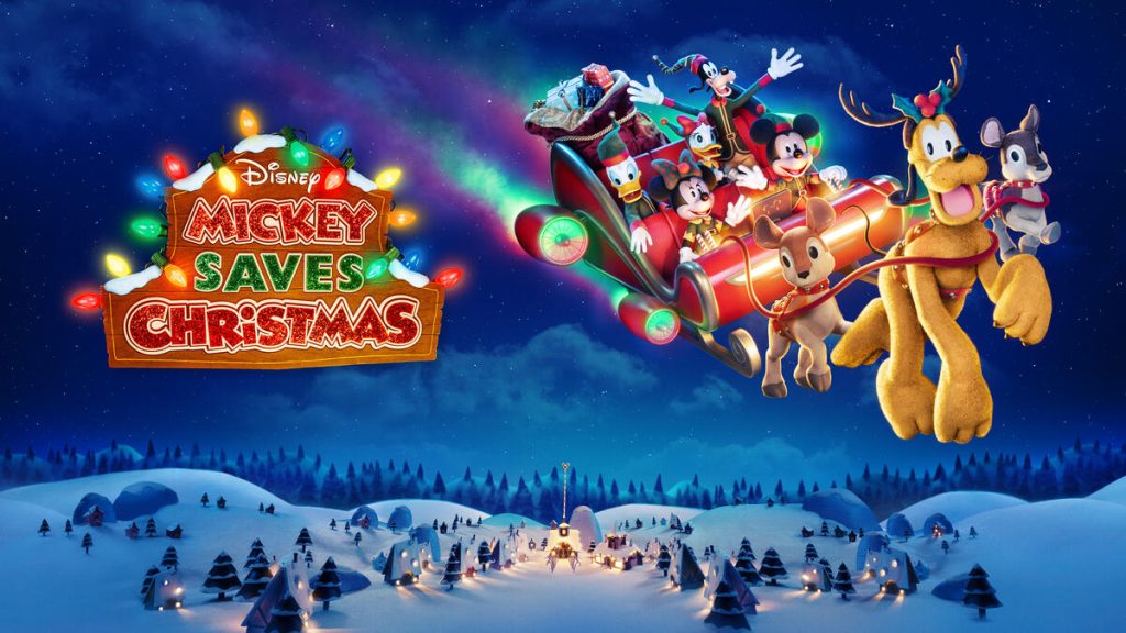 Title art for the Christmas cartoon Mickey Saves Christmas.