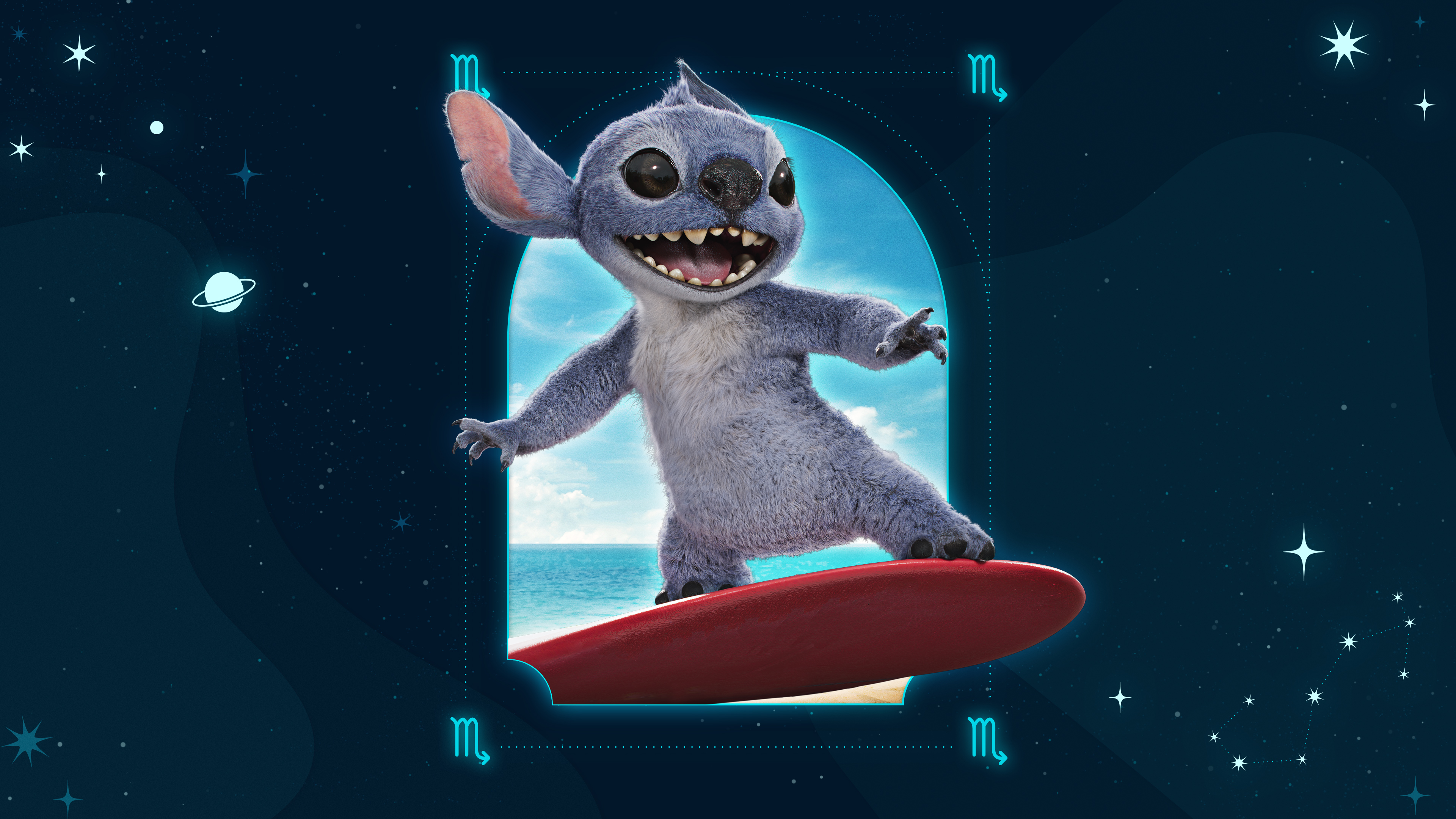  Imagen de Stitch asociada al signo escorpio según sus rasgos de personalidad y características.