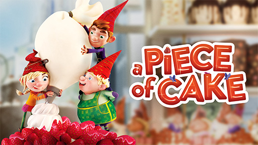 Title art for the animated Christmas movie A Piece of Cake.
