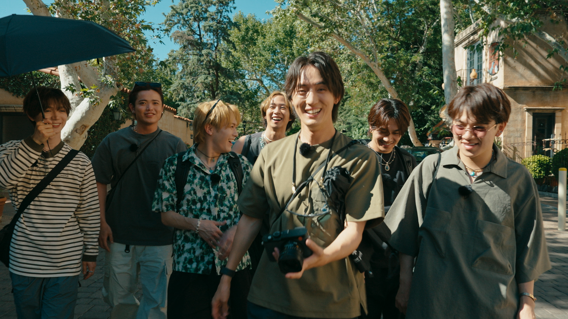 This image features the members of the J-pop group Travis Japan.