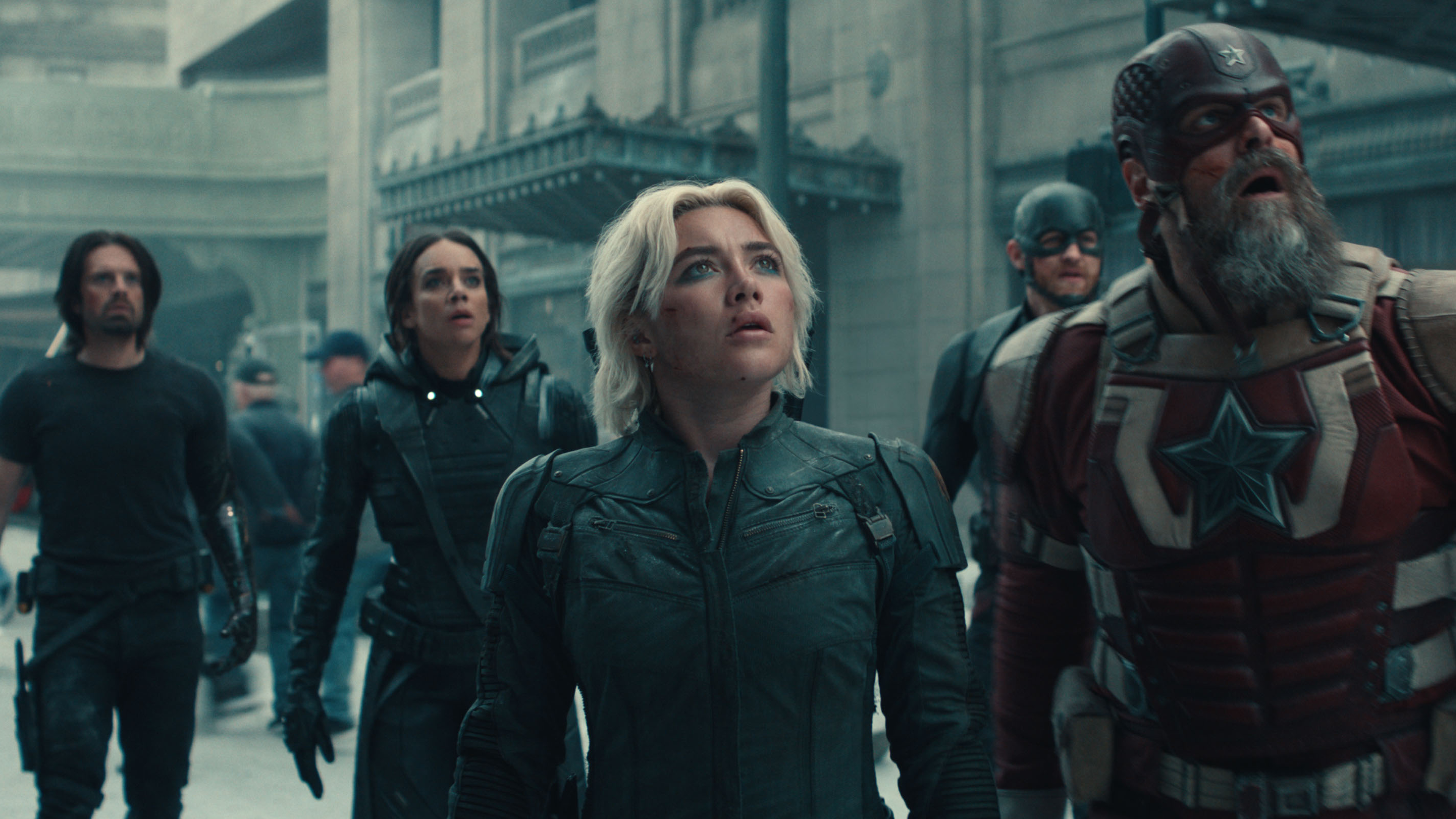 Bucky Barnes, Ghost, Yelena, John Walker and Red Guardian.