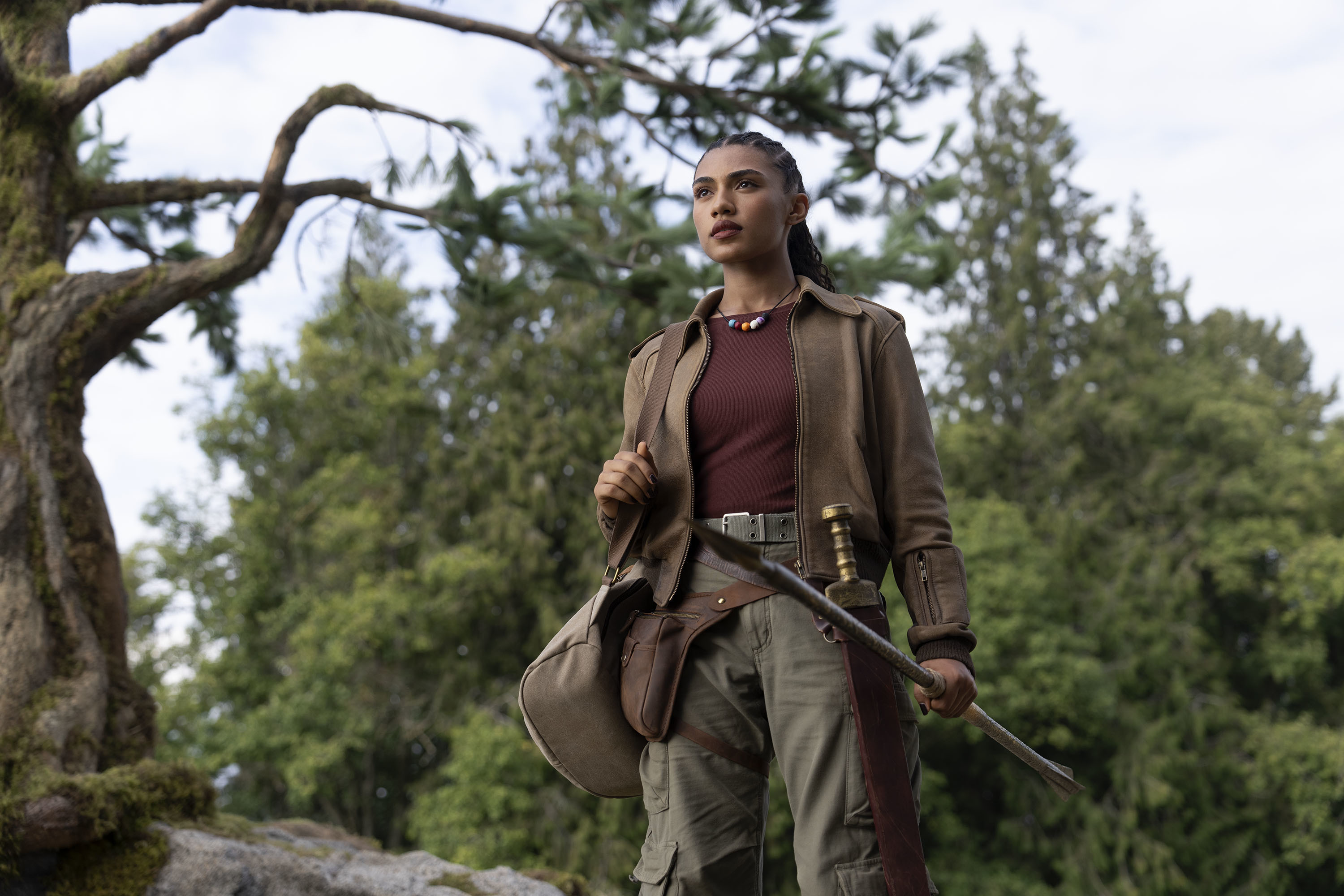 Dior Goodjohn as Clarisse La Rue in the Disney+ series Percy Jackson and the Olympians. 