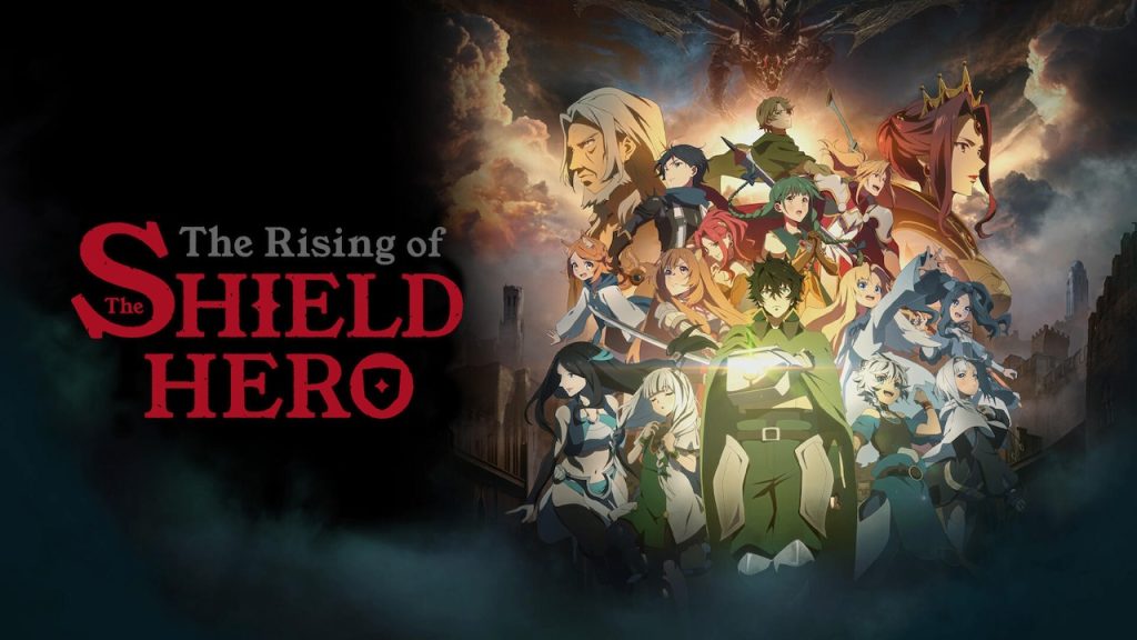 Title art for the isekai anime, The Rising of the Shield Hero.