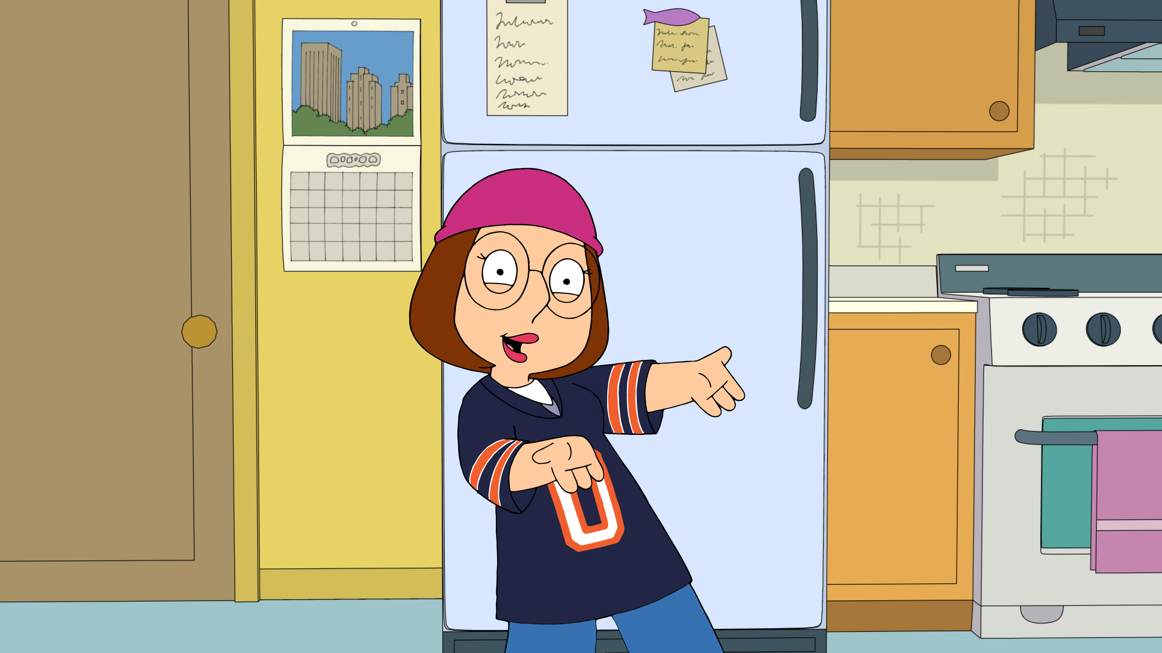 Meg Griffin, voiced by Mila Kunis, in a scene from Family Guy.