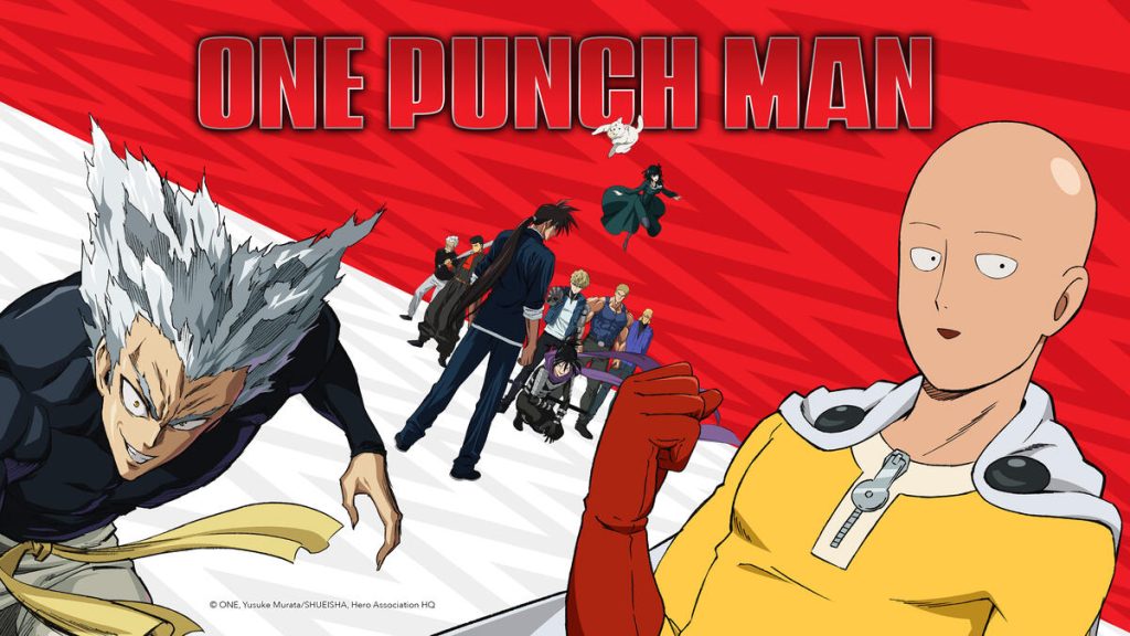 Title art for the anime series One-Punch Man.