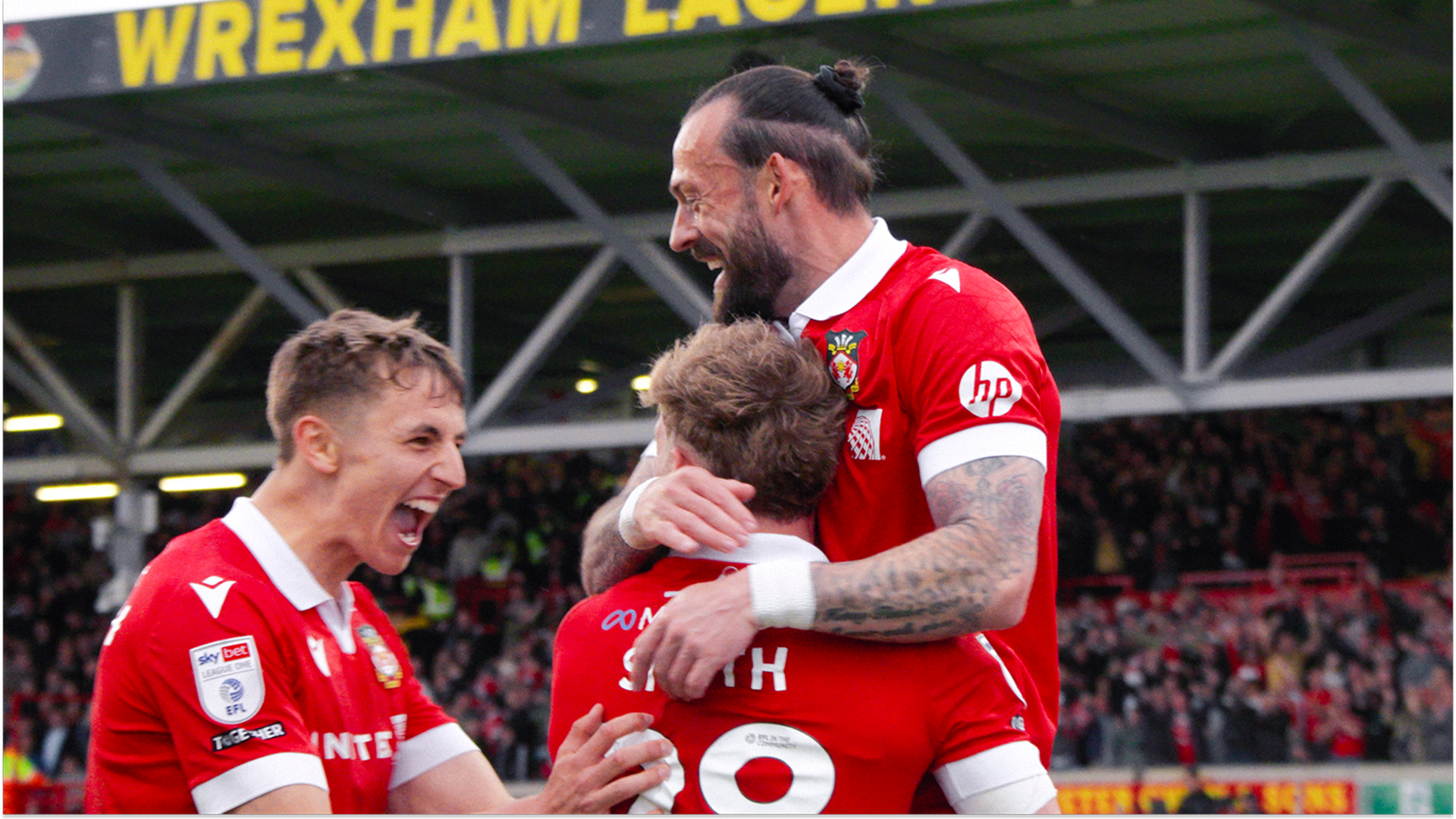 Wrexham AFC players celebrate a win