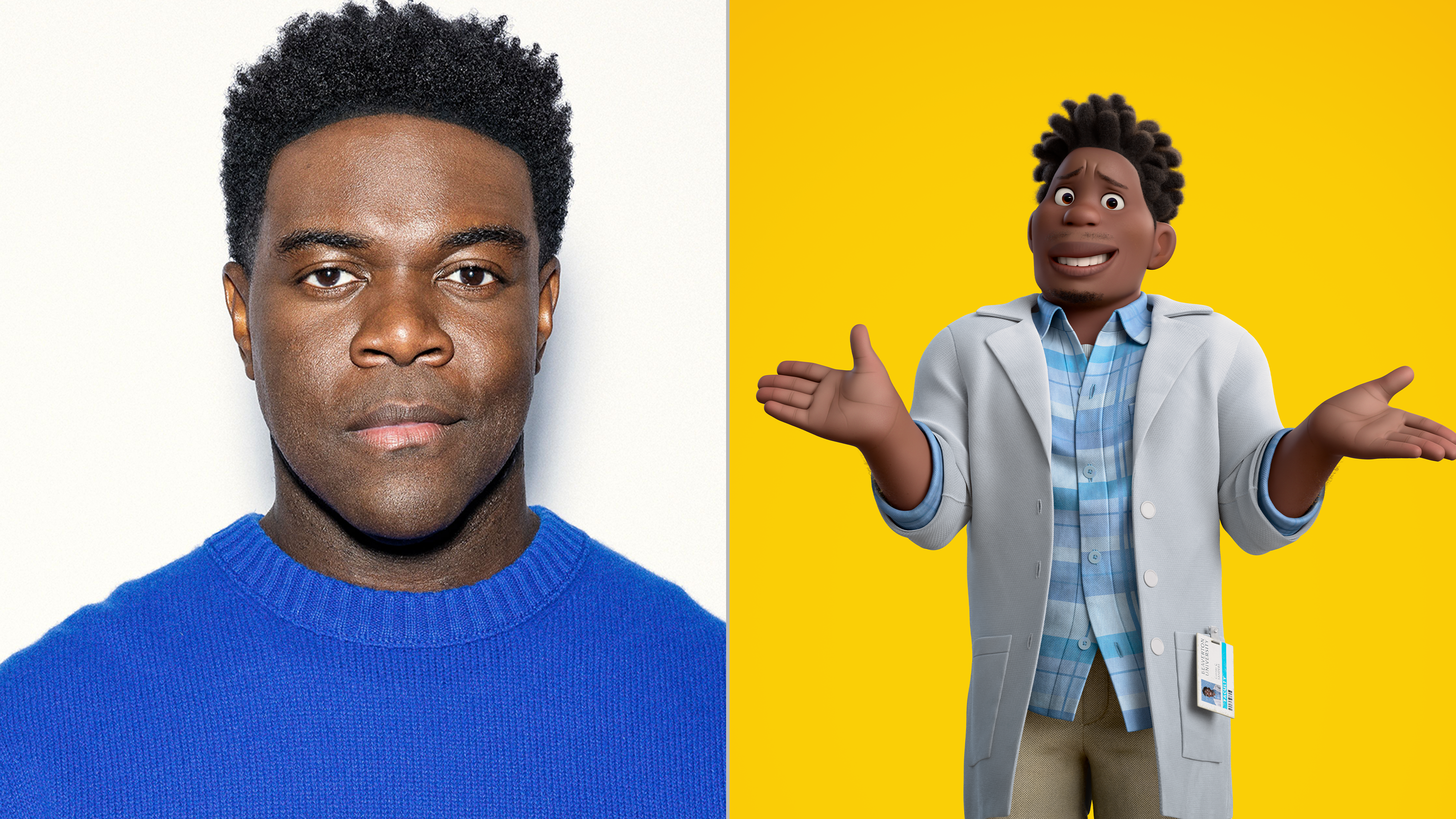 The image features Sam Richardson, the voice of Conner in Hoppers, Pixar, Disney+