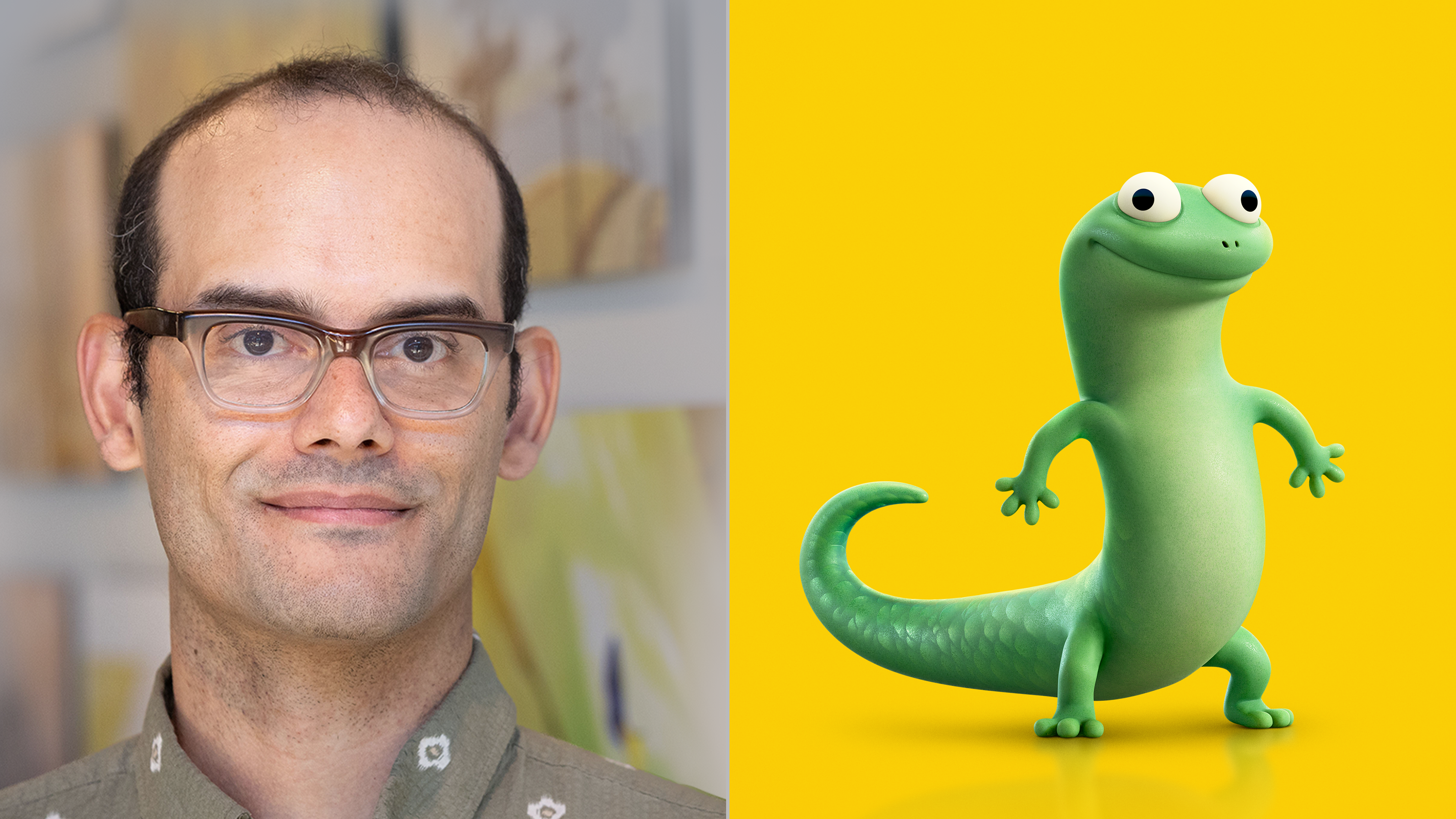 The image features Tom Law, the voice of Tom Lizard in Hoppers, Disney+.