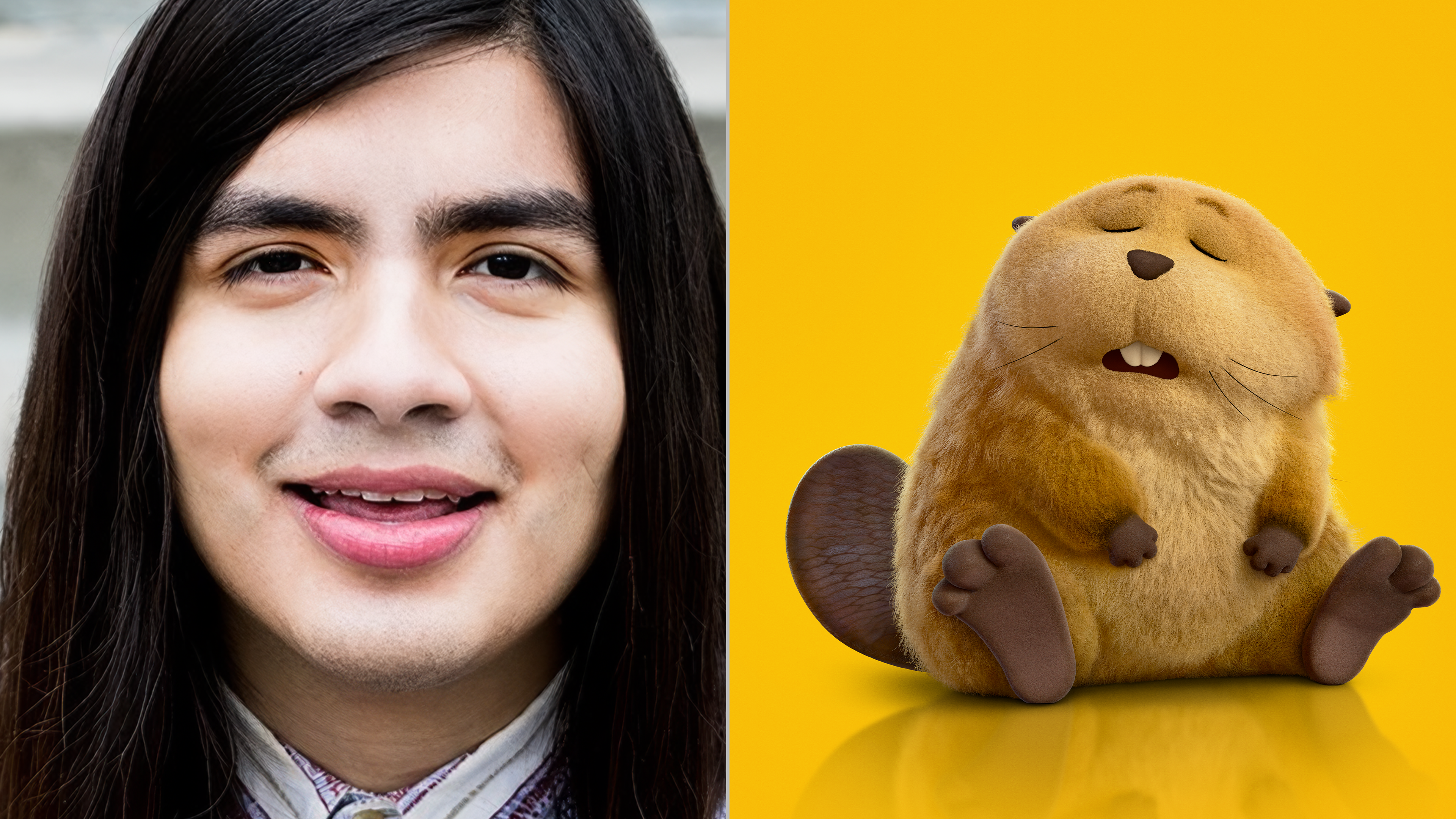 The image features Eduardo Franco, the voice of Loaf in Hoppers, Pixar, Disney+