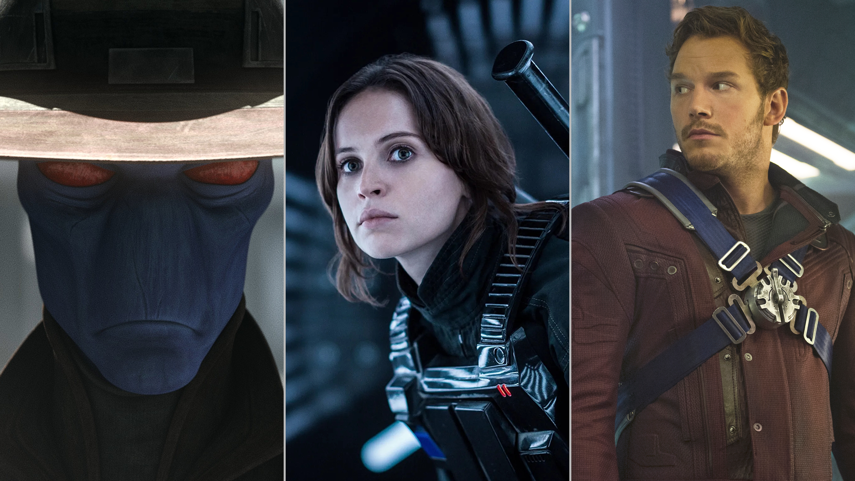 Images from Star Wars: Tales of the Underworld, Rogue One: A Star Wars Story and Guardians of the Galaxy which are featured in the Watch Guide.