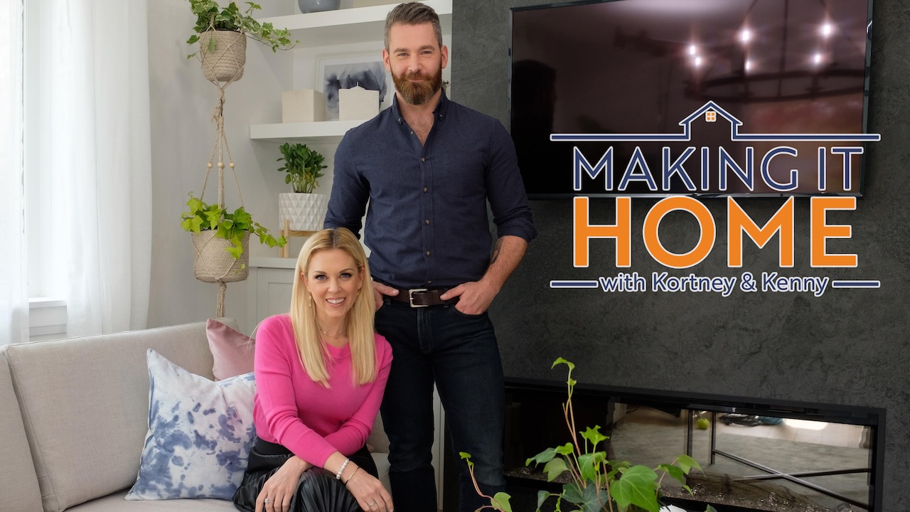 Title art for the home renovation reality TV show Making It Home With Kortney & Kenny.