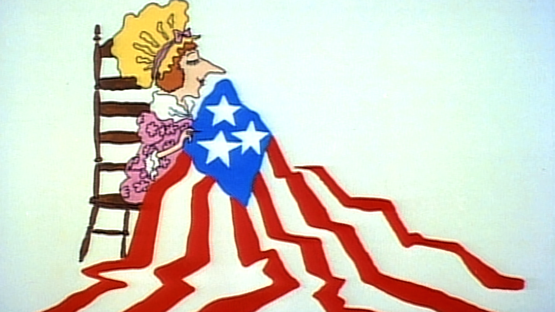 A woman sews together a flag for the United States of America | Schoolhouse Rock!