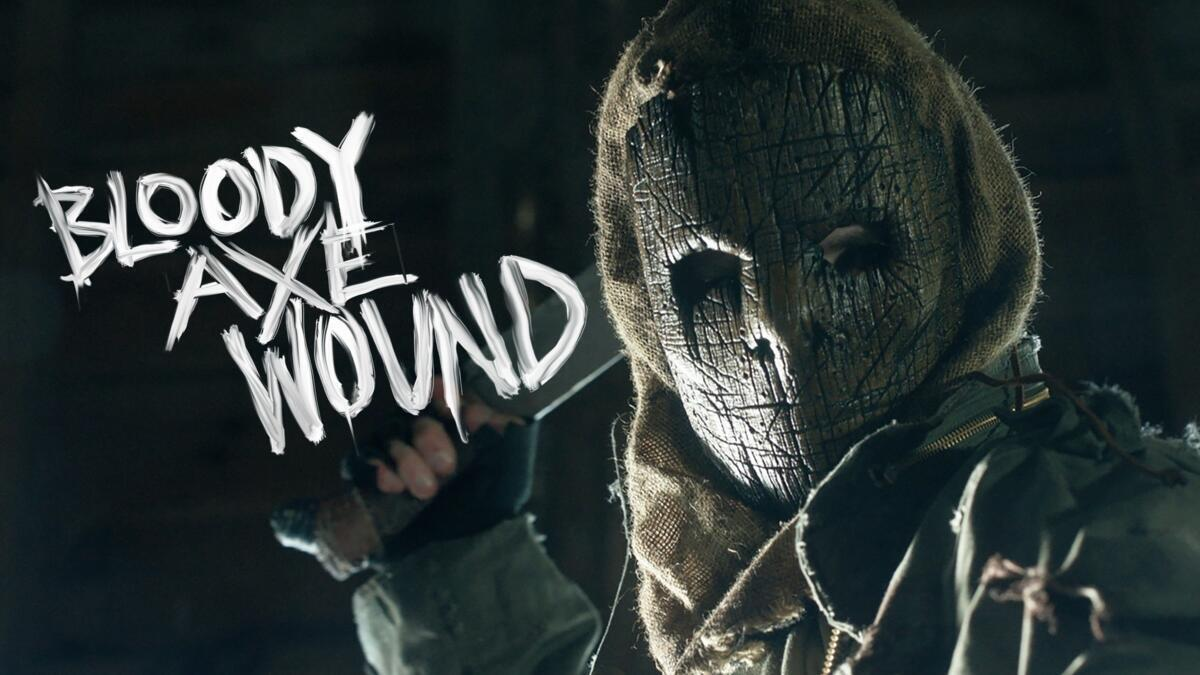 Title art for the horror comedy movie Bloody Axe Wound.