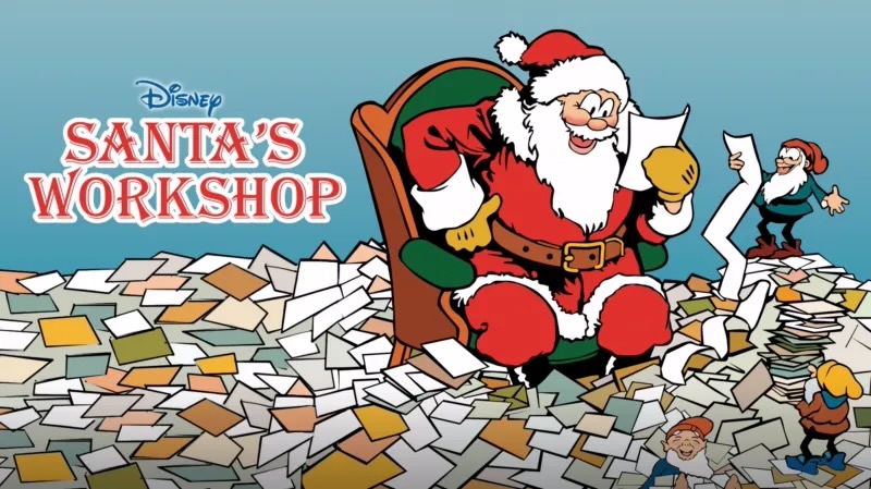 Title art for the animated Christmas movie Santa’s Workshop.