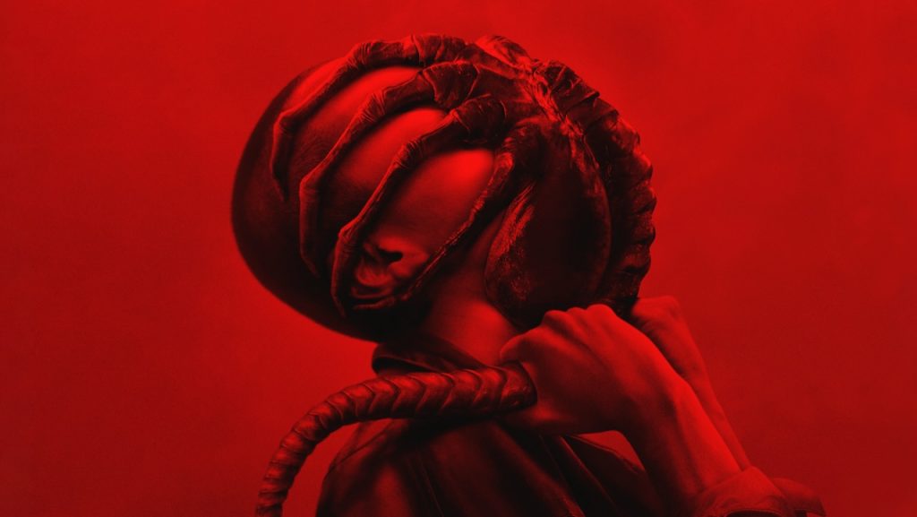 A promotional image for the newest 'Alien' movie, 'Alien: Romulus'.