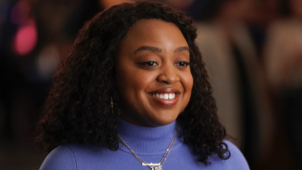 A still image of Quinta Brunson as Janine Teagues in the ABC comedy, Abbott Elementary.