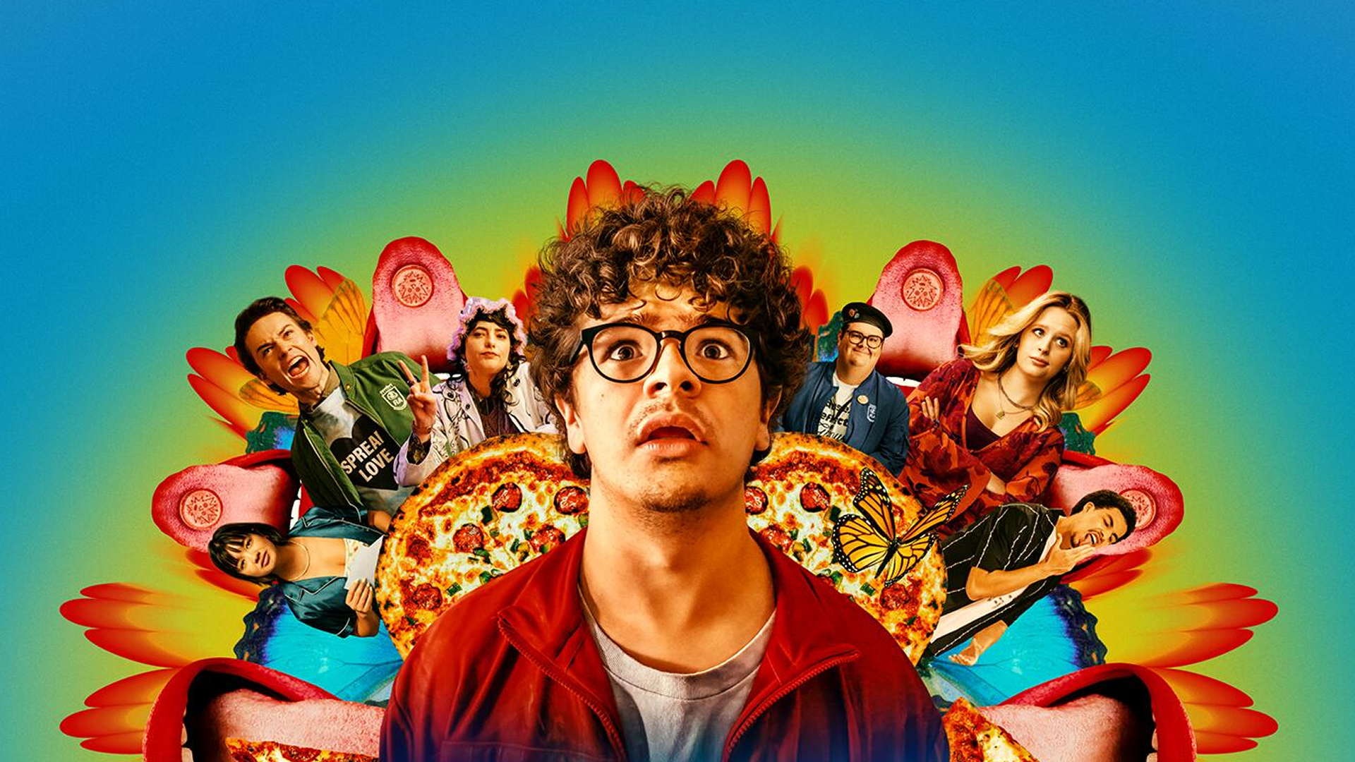 This image shows Gaten Matarazzo in the poster for the 2026 comedy film Pizza Movie. 