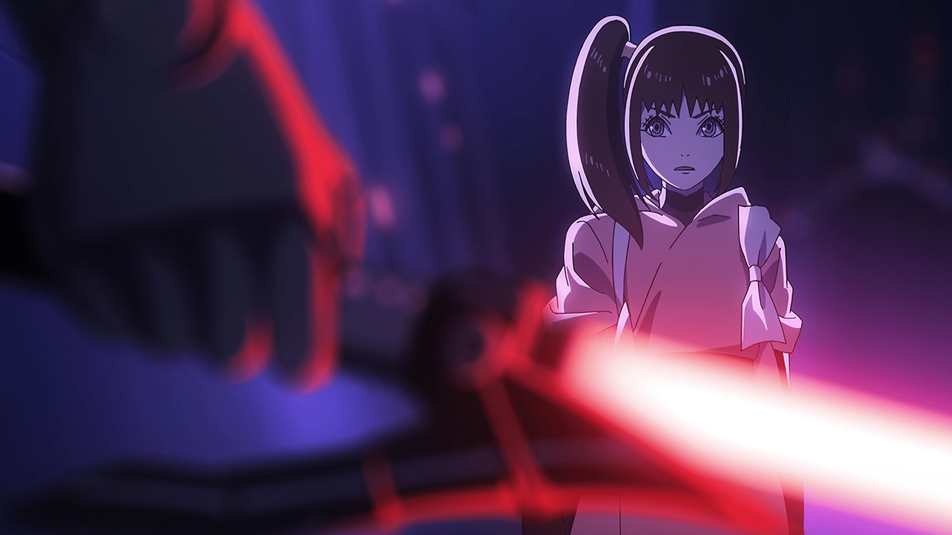 This image is from the anime series Star Wars: Visions Presents — The Ninth Jedi. The animation is produced by Japanese studio Production I.G.