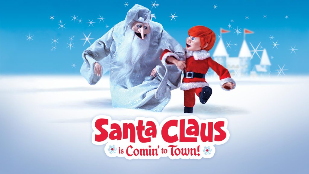 Title art for the animated Christmas movie Santa Claus Is Comin’ to Town.